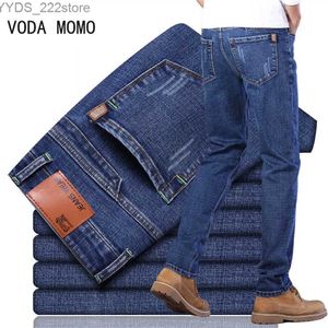 Dames jeans klassieke stijl heren merk jeans zakelijk casual elastische elastische ultradunne denim broek blauw en zwarte broek heren goederen broek herenjeans yq240423
