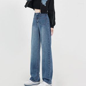 Dames jeans kleding denim damesbroek rechte been blauw flaggy vintage y2k streetwear hoge taille vrouw vrouw