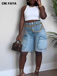 Jeans pour femmes CMYAYA Femmes Mode Poche latérale Droite Longueur du genou Cargo 230918