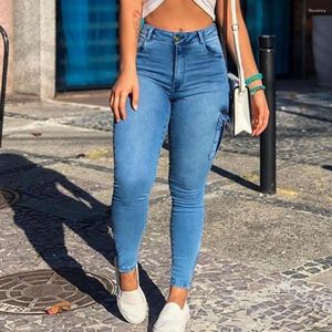 Jeans pour femmes cool cargo usure de forme résistant bouton de bouton zipper pochets skinny femmes confortables