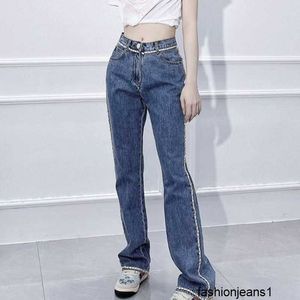 Damesjeans Correcte versie van Xiaoxiangjia's 23 herfstwinter metaal geweven kettingbroek met dubbele C achterzak geborduurde jeans FXQ4