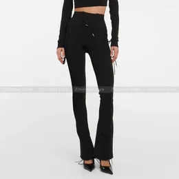 Damesjeans kruisband sexy lijn strakke holle rug hoge taille zwarte casual wijd uitlopende broek vrouwen