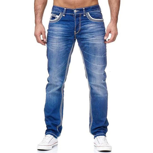 Jean femme quotidien Bastic solide Stretch droit hommes effet Moustache poches Denim Cargo pantalon décontracté ample pantalons Hombre pantalon 231102