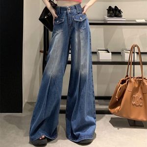 Vrouwen Jeans Deeptown Y2k Gyaru Hoge Taille Uitlopende Vrouwen Vintage Wijde Pijpen Baggy Denim Broek Koreaanse Mode Oversized Broek Esthetische