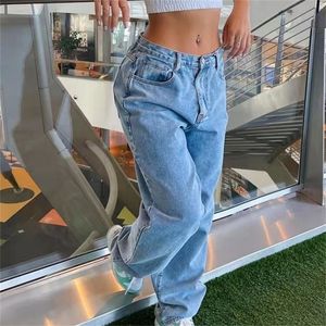 Jeans pour femmes Pantalons Demin pour femmes Lâche Casual Denim Jambe large Femme Pantalon droit Y2k Street Retro Wash Couleur unie 220907