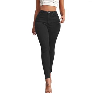 Jeans femme Denim pour femme taille haute Stretch Slim bouton crayon pantalon grande taille coréen Streetwear