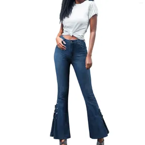 Pantalon de dentelle en jeans pour femmes pantalon de taille mi-taille écarté des sommets en jean pour les femmes veste tendance