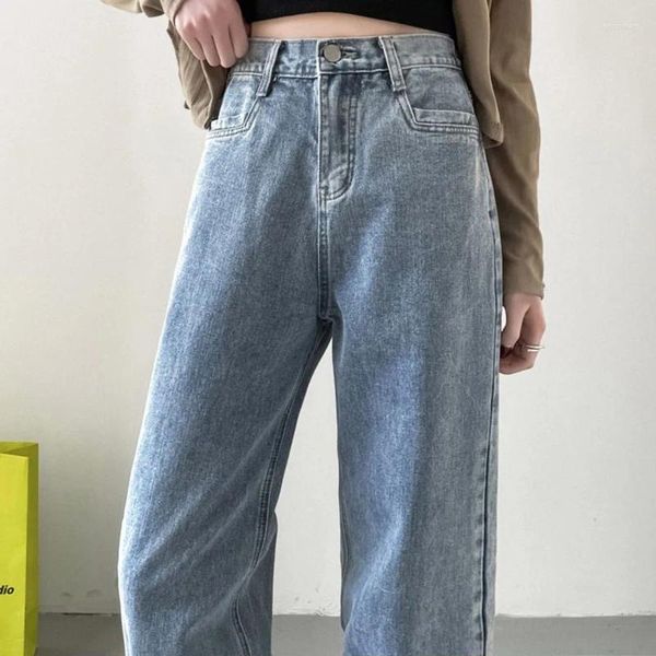 Femme Jeans Pantalon de vadrouille en jean Taille haute Drapé Jambe large pour Droit Ample Elastique Sexy Quotidien