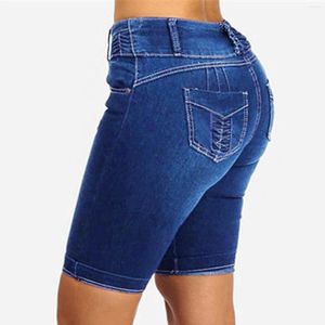 Jeans pour femmes, short en Denim, habillé, poches décontractées, Vintage, bleu délavé, pantalon en Jean pour femmes, été 2024