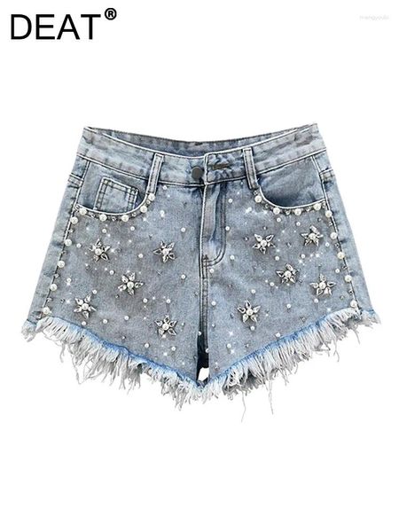 Jeans de femmes shorts denim hauts hauts couleurs solides patchwork Burrs Broidered Flares Short Pants 2024 Summer Fashion 29L2116