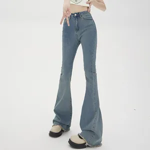 Pantalon de jean en jean pour femmes femmes étirez la taille haute de la cloche de fond avec une flare Street