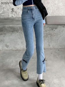 Jeans pour femmes denim femmes arc vintage dames hautes hautes temps de style coréen