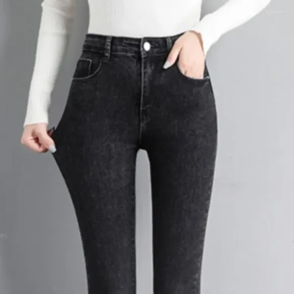 Jeans pour femmes denim femmes sembler hautes hautes taille élastique serrée pantalon crayon classique neuvième longueur