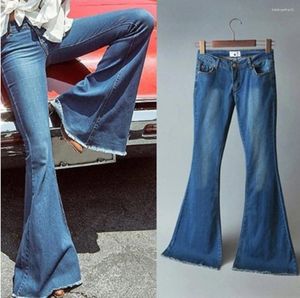 Dames jeans denim vrouwen broek 2024 herfst en winter wijd poot flare hoge taille slanke vrouwelijke kantoor dame straat lange broek