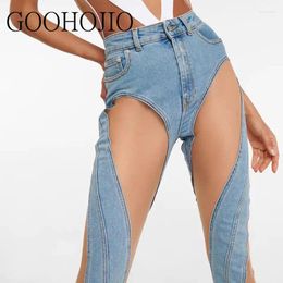Dames jeans ontwerp patchwork dames broek herfst mode slank fit gedeconstrueerd hoge taille split blauw lang lang