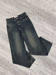 Jeans para Mujer Diseñador 2023 Otoño Pantalones Vaqueros De Pierna Ancha De Cintura Baja para Mujer Diseño Sensación Desgastada, Lavado Suelto, Pierna Recta, Pantalones Delgados Y Adelgazantes