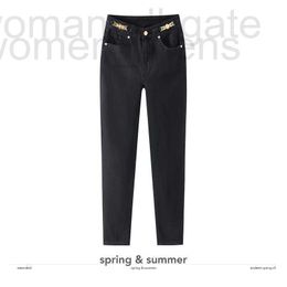 Diseñador de jeans para mujer 2023 Nuevo Black Ft Design Sense Slim Fit Lápiz elástico Pantalón blanco TrKGM7 13XM