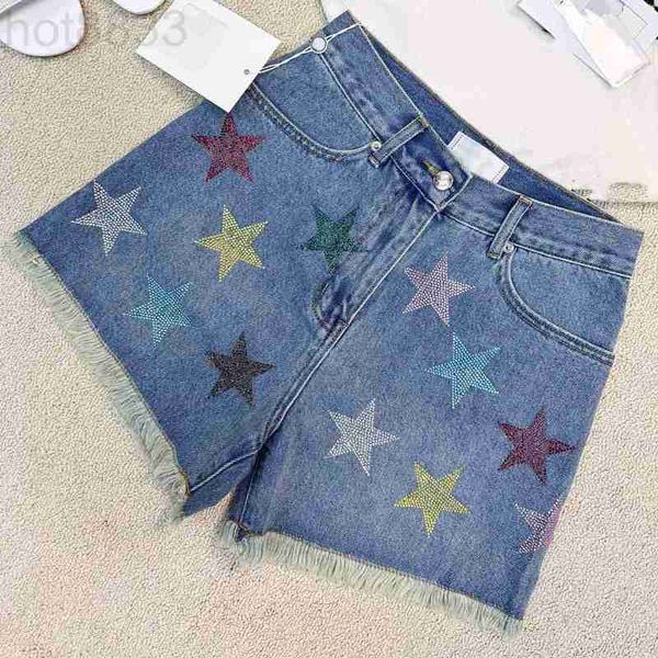 Jeans de mujer Diseñador 23 Nuevo estilo Hot Drill Pentagram Raw Edge Denim Shorts Ropa de gama alta YU5T