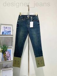 Jeans pour femmes Designer Arc de Triomphe CE2023 Automne Mode Splice Haute Qualité Taille Slim Pantalon droit 8XMR