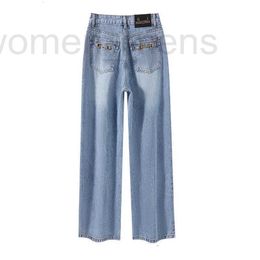 Damesjeans ontwerper Blauw gewassen wijde pijpen getailleerde jeans voor dames lente nieuwe zware ambachtelijke Nanyou vloermop broek HFF5 YN8Y