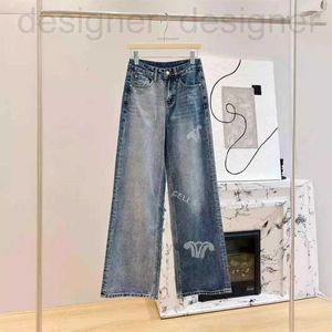 Dames jeans designer merk 24ce nieuwe klassieke contrasterende gedrukte jeans met gradiëntkleur rechte been broek voor vrouwen HQG5