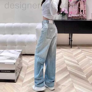 Dames jeans ontwerper merk Triangle Elevation Taille Wide Leg jeans voor dames 2024 Nieuwe modetrend los rechte broek 2rvg