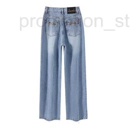 Jeans Femme Designer Designer Bleu lavé jambe large jean taille haute pour le printemps des femmes nouveau métier lourd Nanyou pantalon de vadrouille haut de gamme HFF5 5IQY