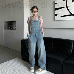 Damesjeans Designer Designer Letter Fashion Casual Spring Summer Ladies Retro Loose Wide Leg Jumpsuit Denim Overalls Pants YBVT