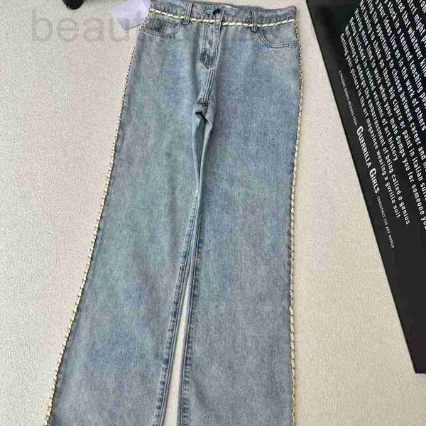 Diseñador de jeans para mujeres a principios de primavera nueva ch nanyou gaoding edición coreana era reduciendo la industria pesada chaqueta de metal agua de lavado de algodón puro tubo recto