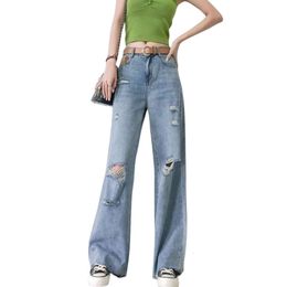 Damesjeans Designermode Luxe topkwaliteit jeansbroeken Dames Dames Grote maat Boyfriend Jean Y2K Gescheurde hoge taille Moeder Ongedefinieerde rechte broek