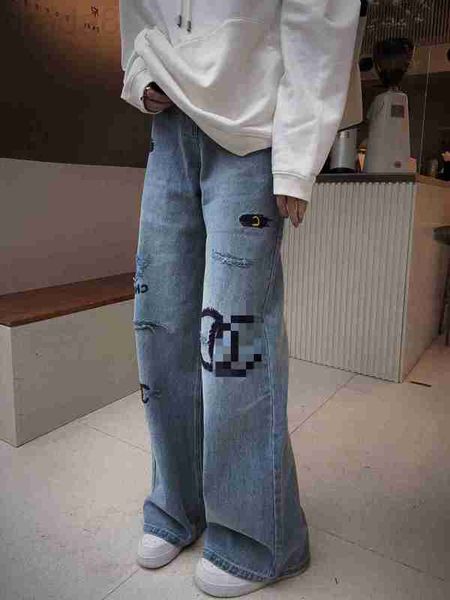 Jeans femme designer Granny jeans brodés jambe large casualSML U1T1