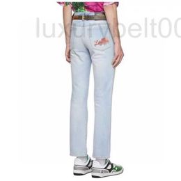 Jeans femme designer GU poche arrière lettre rouge brodé taille haute jean délavé blanchi D6ZK