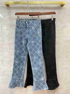 Dames jeans ontwerper zware industrie laser geprinte lingge berg camellia jeans voor vrouwen ontwerp sensorische kleine geurige hoorn 98jx