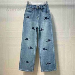 Damen Jeans Designer Hohe Qualität Herbst Neuen Stil Jeans Damen Voll Stickerei Hohe Taille Hosen Gerade Bein Casual Trend J8HQ
