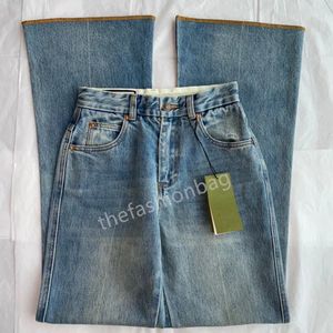 Damesjeansontwerper Hoge kwaliteit Label dames jeansstraight been gewassen klassieke broek