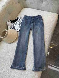Jeans pour femmes jeans de designer taille haute pantalons à jambes larges droites montrent des femmes minces occasionnels Taille S-L- C3 M913