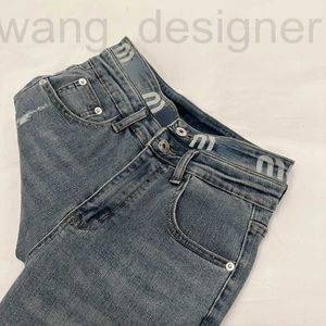 Jeans femme lettre de créateur imprimé jeans mode femme pantalon taille haute pantalon lavé pantalon en denim serré BW5P