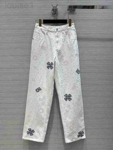 Vrouwen Jeans Designer Luxe 2023 Fashion Design Street Wear Wijde Pijpen Denim Broek Vrouwen Witte Hoge Taille Knoppen Losse 6YC0