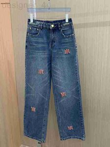Damesjeans designer Luxe damesbroeken Designer jeans Fashion recht slank Borduren dames wijde pijpen broekkleding O7MG
