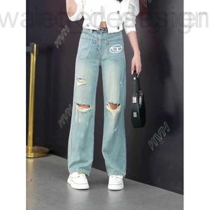 Damesjeans designerluxeNieuwe niche pocket print noodlijdende jeans broek met rechte pijpen met pittige meisjestrend met VB6Y UDNE