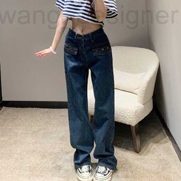 Jeans pour femmes Designer Nanyou Miao Family 24 Nouveau métal décoration sac à dos lettre broderie taille haute étroite jambe droite denim pantalon pour femmes HMVQ