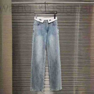 Designer en jeans pour femmes Nanyou Miu Series Jeans à bride pour les femmes au printemps / été 2024, jambe droite, élastique et raccords lâche, avec des lettres qui ont l'air plus minces eola jjt7
