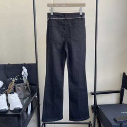 Diseñador de jeans para mujer Nueva cadena de metal Riñonera Moda Versátil Pantalones acampanados RP4G