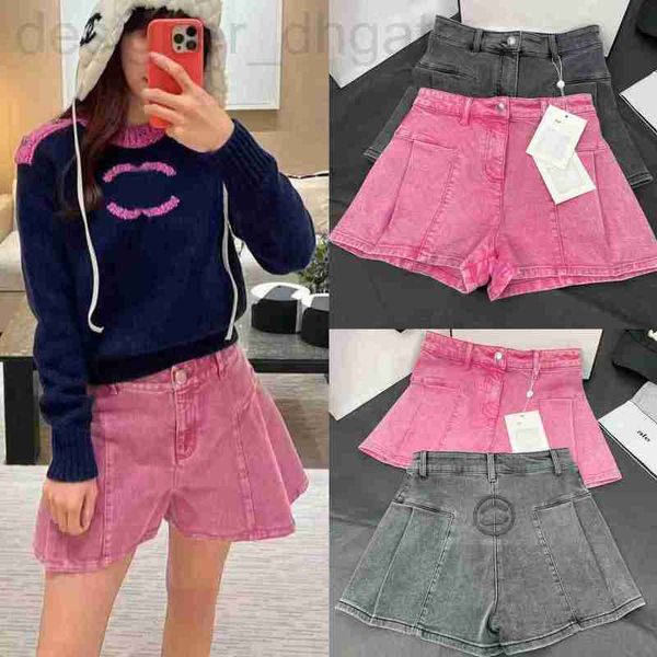 Jeans pour femmes Designer Qualité 2023 Début du printemps Nouvel âge réduit Petit style de parfum Taille haute Slim Ruffle Flower Bud Denim Shorts QBFZ