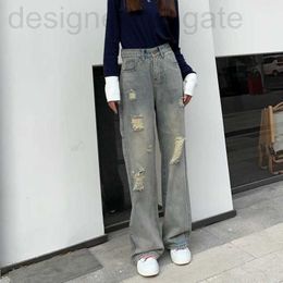 Jeans pour femmes Designer Qualité Automne Nouveau Pantalon en denim de la famille Donkey en vieux sac lavé Impression Tube droit pour femmes 07WL