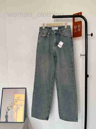 Jeans da donna Designer Qualità Autunno da donna Nuovi pantaloni in denim lavato pantaloni larghi e versatili ricamati a vita alta FQW7