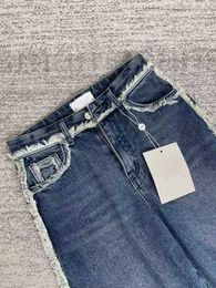 Damesjeans Designer Robuuste denim jeans met wijde pijpen voor dames herfst 2023 nieuwe losse drapering met hoge taille, vloer dweilen herfst rechte pijp trendy stijl 83XX