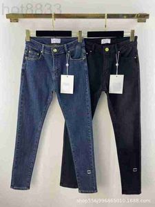 Jeans pour femmes Designer petit parfum chaîne en cuir marque décorative taille haute coréen crayon pantalon automne 6PX9