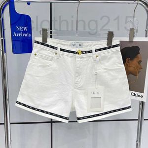 Dames jeans ontwerper kleine geurige witte denim shorts met hoge taille en slanke rechte broek voor vrouwen in de zomer PE90