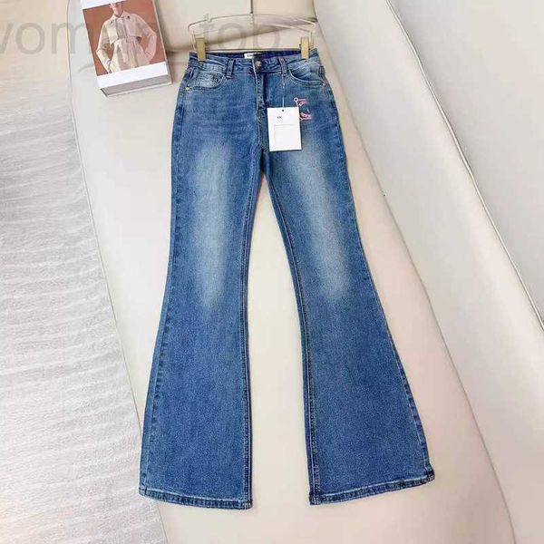Designer de jeans pour femmes printemps / été nouveau ch coréen style lettre minimaliste contraste broderie micro la pure cotton high taille ol0m